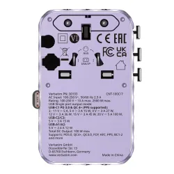 Adapter podróżny Verbatim Charge 'n' Travel GaN III globalny 1xUSB-C PD 3.0