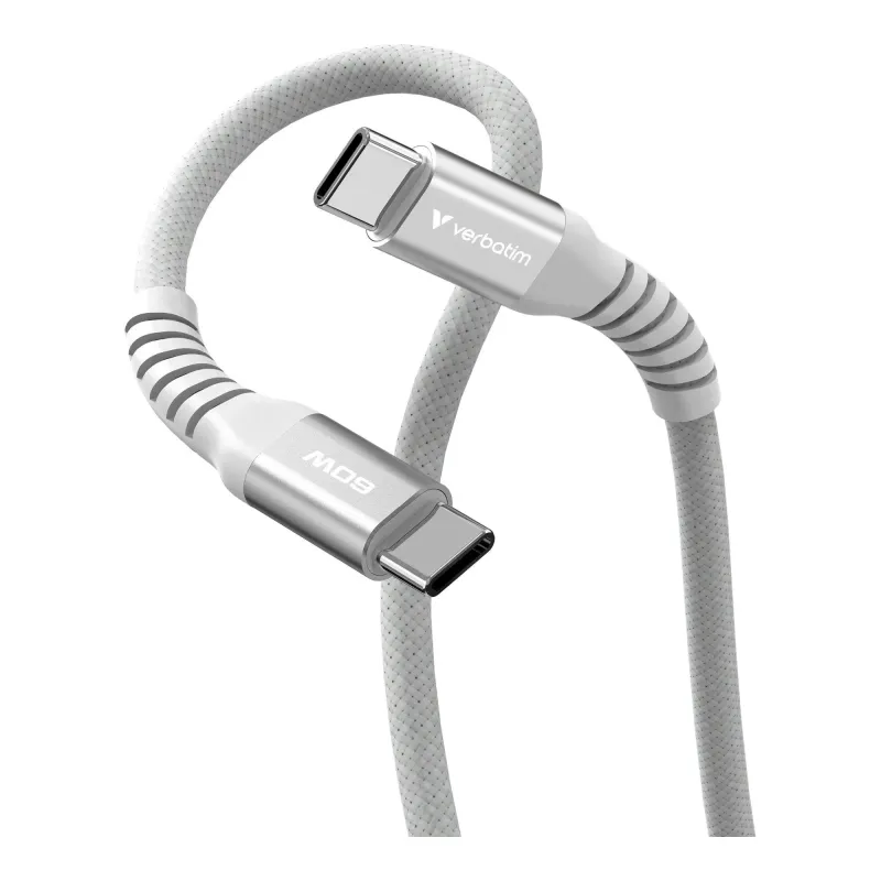 Kabel Verbatim USB-C(M) - USB-C(M) 1,2m, 60W, PD, szary | PartsPC.pl