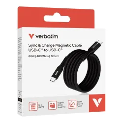 Kabel Verbatim USB-C(M) - USB-C(M) 1,2m, 60W, PD, czarny