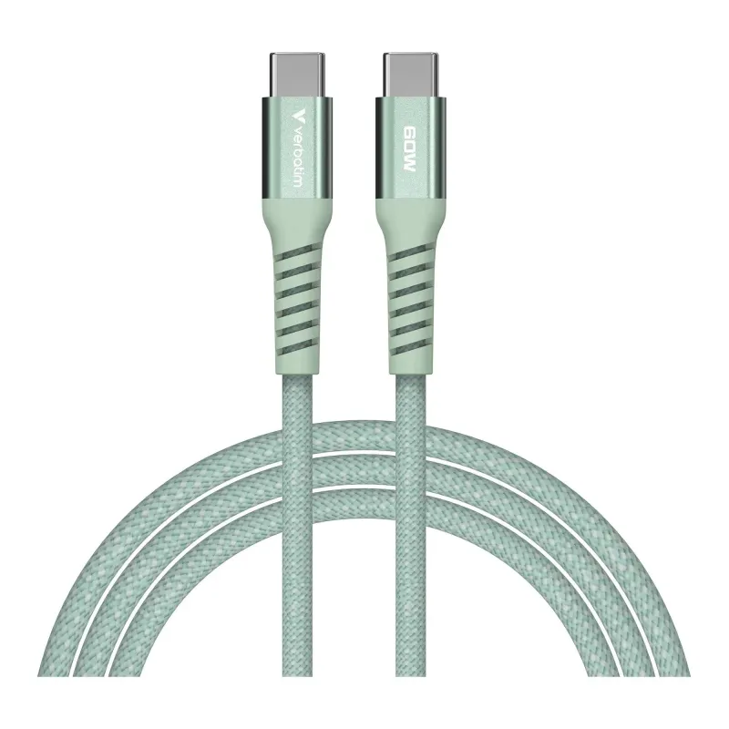 Kabel Verbatim USB-C(M) - USB-C(M) 1,2m, 60W, PD, zielony | PartsPC.pl