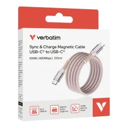 Kabel Verbatim USB-C(M) - USB-C(M) 1,2m, 100W, PD, różowy | PartsPC.pl