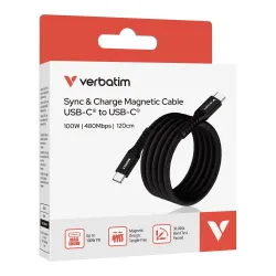 Kabel Verbatim USB-C(M) - USB-C(M) 1,2m, 100W, PD, czarny
