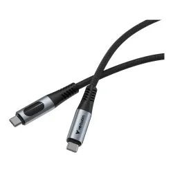 Kabel Verbatim USB-C(M) - USB-C(M) z wyświetlaczem, 1,2m, 240W, PD, czarny