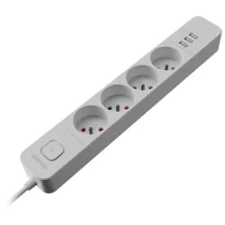 Listwa zasilająca Defender SFS 133 1,5 m, 4 gniazda, 3x USB biała