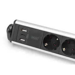 Listwa zasilająca DIGITUS biurowa 45° 6 gniazdowa 2xUSB-A 1xUSB-C (5V/3,4A)