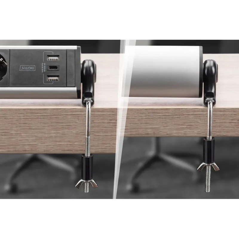 Listwa zasilająca DIGITUS biurowa 45° 6 gniazdowa 2xUSB-A 1xUSB-C (5V/3,4A)