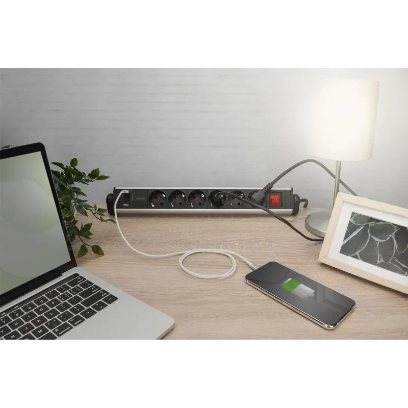 Listwa zasilająca DIGITUS biurowa 45° 6 gniazdowa 2xUSB-A 1xUSB-C (5V/3,4A)