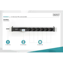 Listwa zasilająca DIGITUS PDU 19" RACK 6xSchuko kabel 2m 1xSchuko 16A