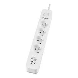 Listwa antyprzepięciowa Ever Protect 4PL 1A1C USB 1,5m biała