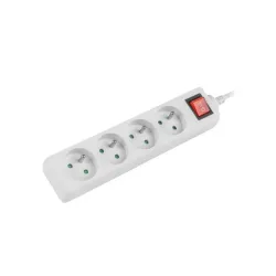 Listwa przedłużacz Lanberg 1,5m biała 4x 230V PL, z wyłącznikiem, kabel