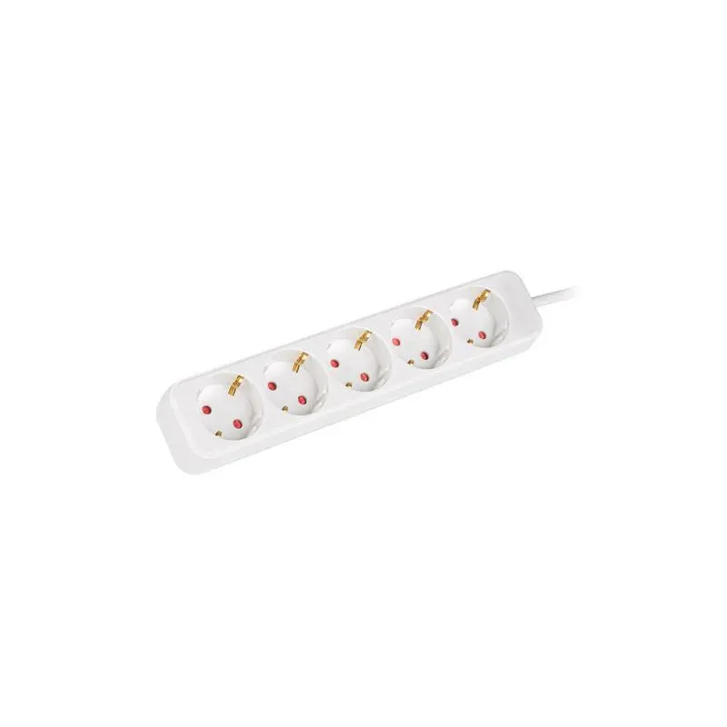 Listwa przedłużacz Lanberg 1,5m białą 5x 230V Schuko, kabel wykonany z