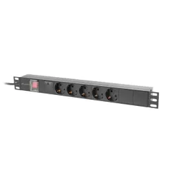 Listwa zasilająca Lanberg Rack PDU 19" 1U 16A 5x 230V Schuko 2m Czarna