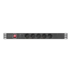 Listwa zasilająca Lanberg Rack PDU 19" 1U 16A 5x 230V Schuko 2m Czarna