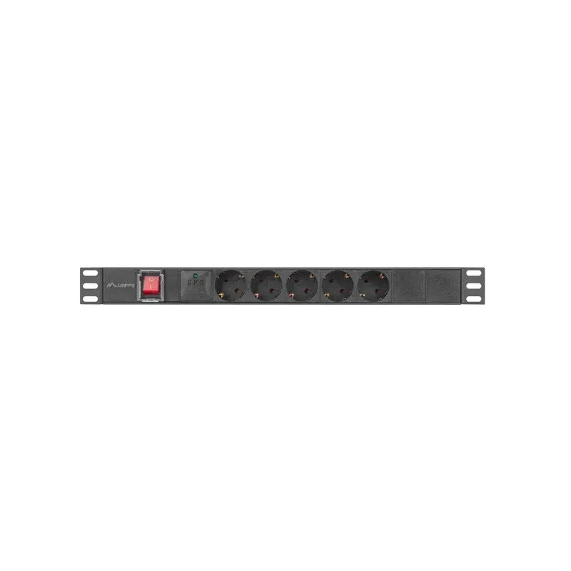 Listwa zasilająca Lanberg Rack PDU 19" 1U 16A 5x 230V Schuko 2m Czarna