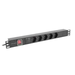Listwa zasilająca Lanberg Rack PDU 19" 1U 16A 5x 230V Schuko 2m Czarna