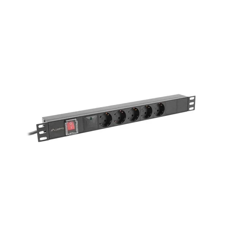 Listwa zasilająca Lanberg Rack PDU 19" 1U 16A 5x 230V Schuko 2m Czarna