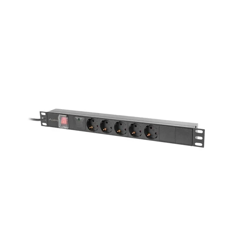 Listwa zasilająca Lanberg Rack PDU 19" 1U 16A 5x 230V Schuko 2m Czarna