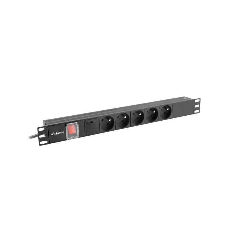 Listwa zasilająca Rack PDU 19" Lanberg 1U 10A 5x 230V PL 2m C14 Czarna