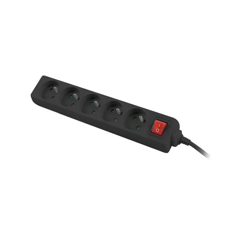 Listwa przedłużacz Lanberg 3m czarna 5x 230V PL, z wyłącznikiem, kabel