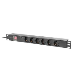 Listwa zasilająca Lanberg Rack PDU 19"1U 16A 6x 230V Schuko 2m Czarna