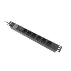 Listwa zasilająca Lanberg Rack PDU 19"1U 16A 6x 230V Schuko 2m Czarna