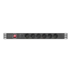 Listwa zasilająca Lanberg Rack PDU 19"1U 16A 6x 230V Schuko 2m Czarna