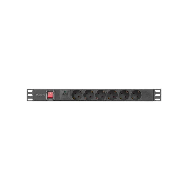 Listwa zasilająca Lanberg Rack PDU 19"1U 16A 6x 230V Schuko 2m Czarna