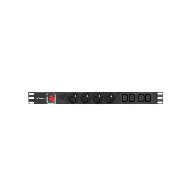 Listwa zasilająca Lanberg do RACK 1U 16A PDU 4x PL + 4x IEC C13 2m czarna