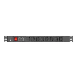 Listwa zasilająca Lanberg do RACK 1U 16A PDU 19" 8x IEC C13 2m czarna C20