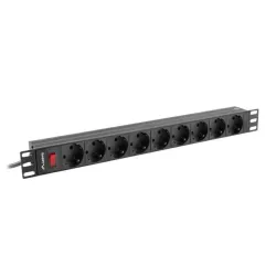 Listwa zasilająca Lanberg do RACK 1U 16A PDU 9x Schuko 3m czarna