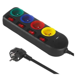 Listwa zasilająca Maclean MCE508 B przedłużacz 4 gniazda + USB A / C, z
