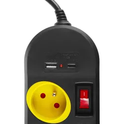 Listwa zasilająca Maclean MCE508 B przedłużacz 4 gniazda + USB A / C, z