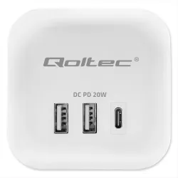 Kostka zasilająca Qoltec przedłużacz 6w1 z podświetlanym włącznikiem | 3x