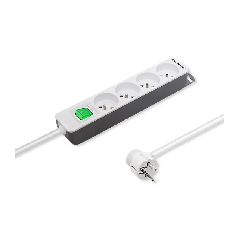 Listwa zasilająca Qoltec 4 gniazda | 1.8m | Biało-szara