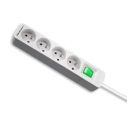 Listwa zasilająca Qoltec 4 gniazda | 1.8m | Biało-szara