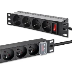 Listwa zasilająca Qoltec PDU do RACK 10" | 1U | 16A | 4xFRENCH | 1.8m