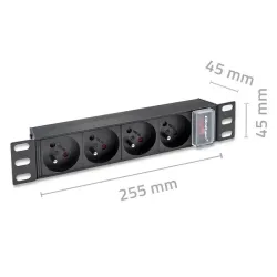 Listwa zasilająca Qoltec PDU do RACK 10" | 1U | 16A | 4xFRENCH | 1.8m