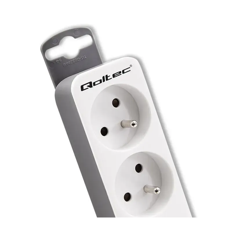 Listwa zasilająca Qoltec 5 gniazd | 1.8m | Biało-szara