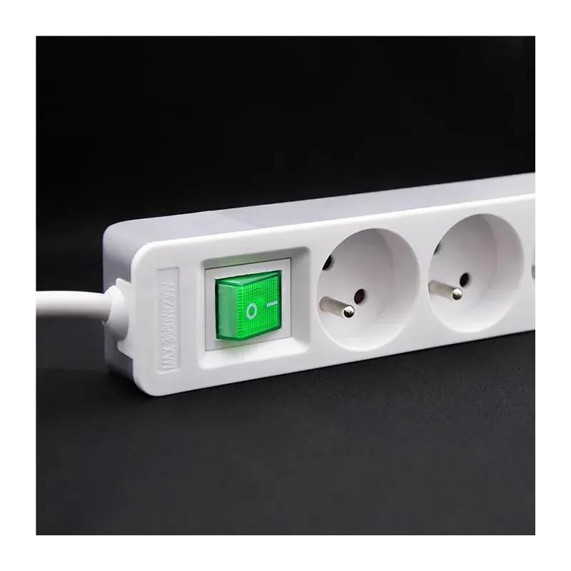 Listwa zasilająca Qoltec 5 gniazd | 1.8m | Biało-szara