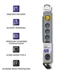 Listwa zasilająca antyprzepięciowa Qoltec Quick Switch | 6 gniazd | 1,8m |