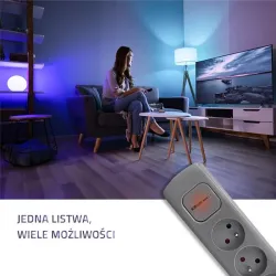 Listwa zasilająca Qoltec 6 gniazd | 1.8m | Szara