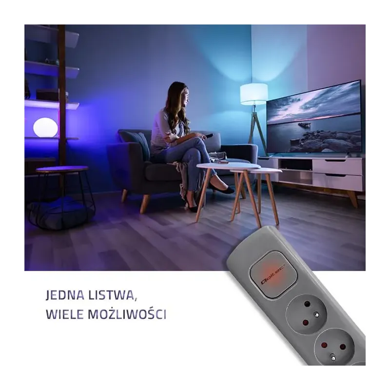 Listwa zasilająca Qoltec 6 gniazd | 1.8m | Szara