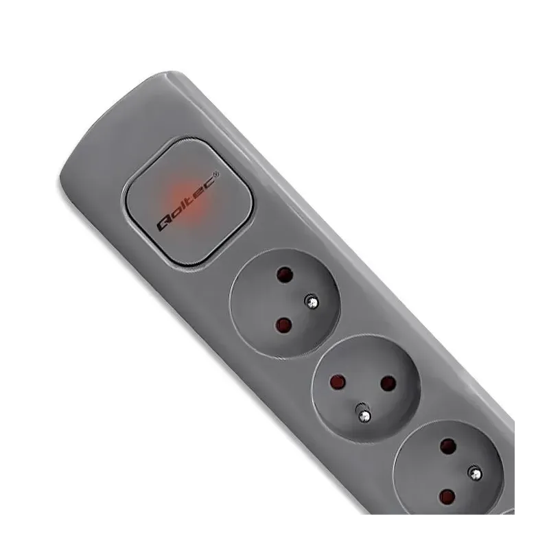 Listwa zasilająca Qoltec 6 gniazd | 1.8m | Szara