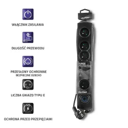 Listwa zasilająca antyprzepięciowa Qoltec 6 gniazd | 3m