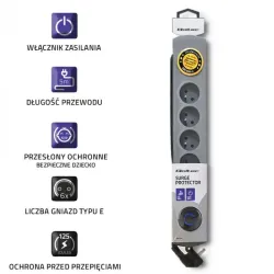 Listwa antyprzepięciowa Qoltec 6 gniazd | 5m