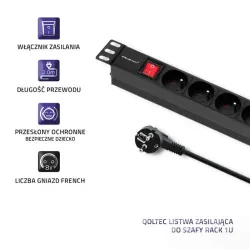 Listwa zasilająca Qoltec do RACK 1U | 16A | PDU | 8xFRENCH |… | PartsPC.pl