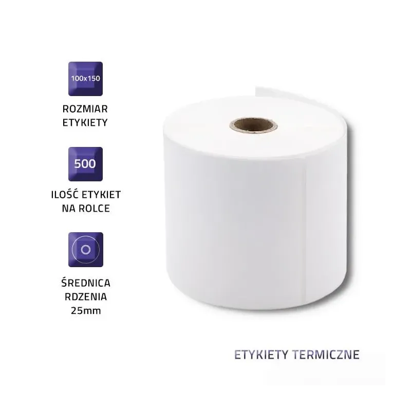 Etykiety termiczne Qoltec 100x150mm | 500szt