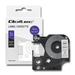 Taśma Qoltec do DYMO D1 45013| 12mm x 7m | Biała/ Czarny nadruk