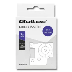 Taśma Qoltec do DYMO D1 40913 | 9mm x 7m | Biała/ Czarny nadruk