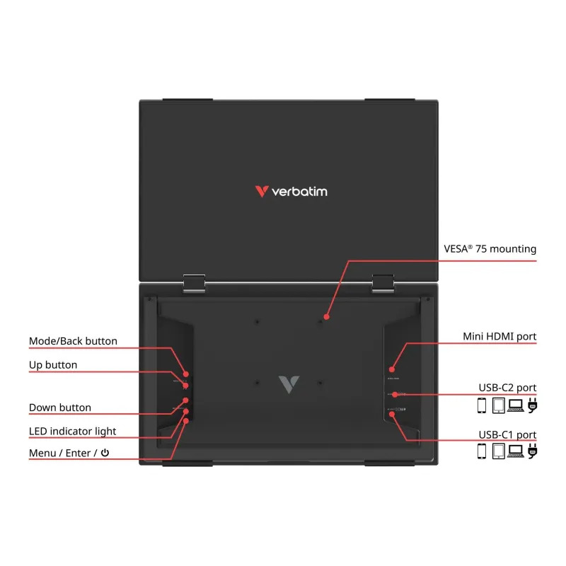 Monitor przenośny Verbatim Dual Monitor Essentials 15,6" IPS FHD Mini HDMI